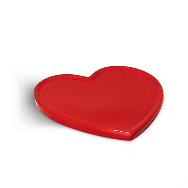 Bandeja decorativa formato coração cerâmica CAE vermelho 23L x 23A x 2P