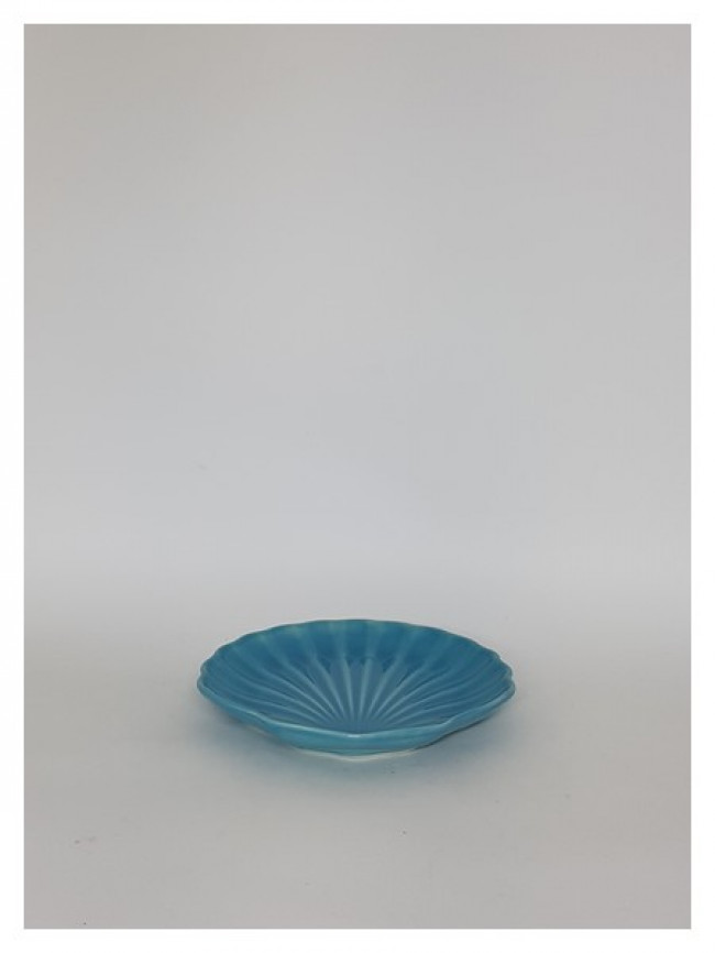 Prato de sobremesa formato concha cerâmica PBR azul 2A x 20D