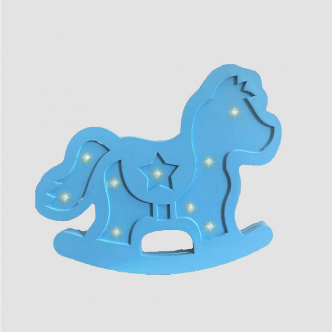 Luminoso Cavalinho de Balanço Azul MDF LED