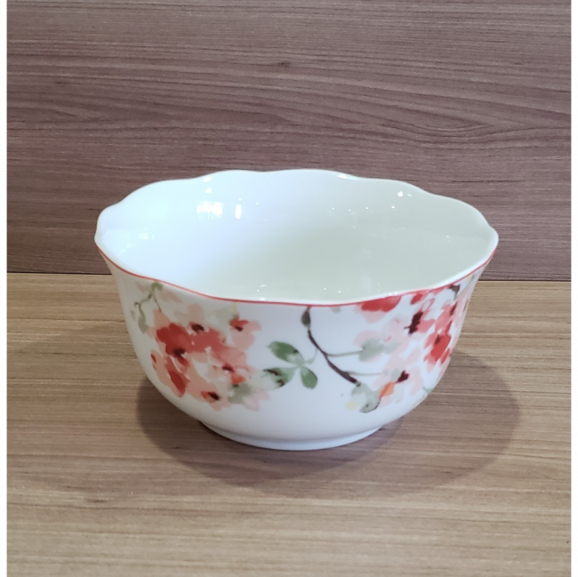 Bowl de Cerâmica Flores Vermelho
