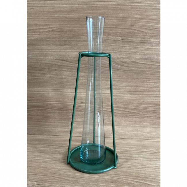 Cone Ferro Verde com Vaso de Vidro G