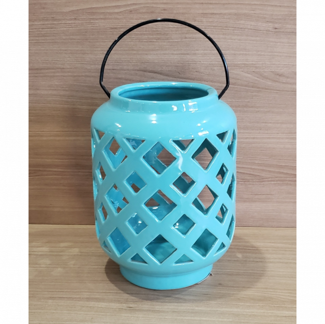 Lanterna Cerâmica Azul Turquesa
