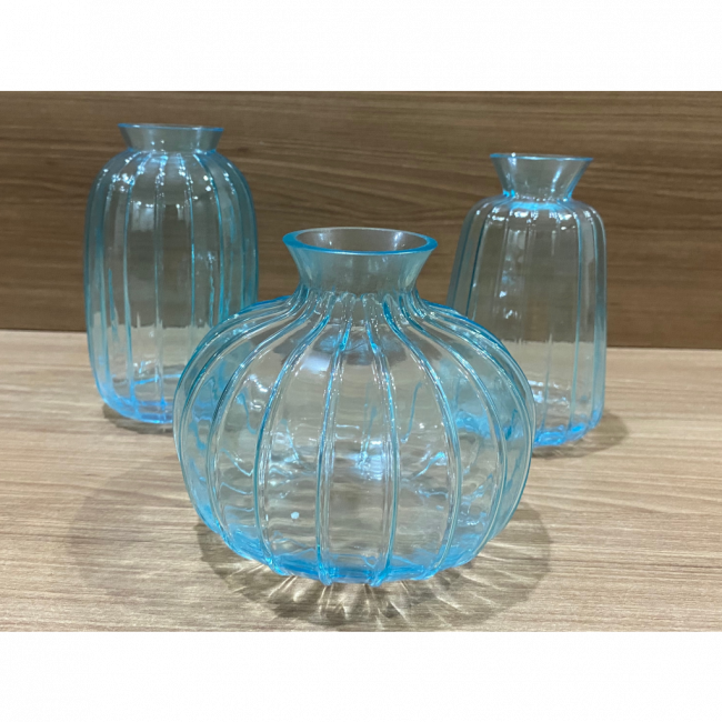 Mini Vaso Vidro Garrafinha Azul