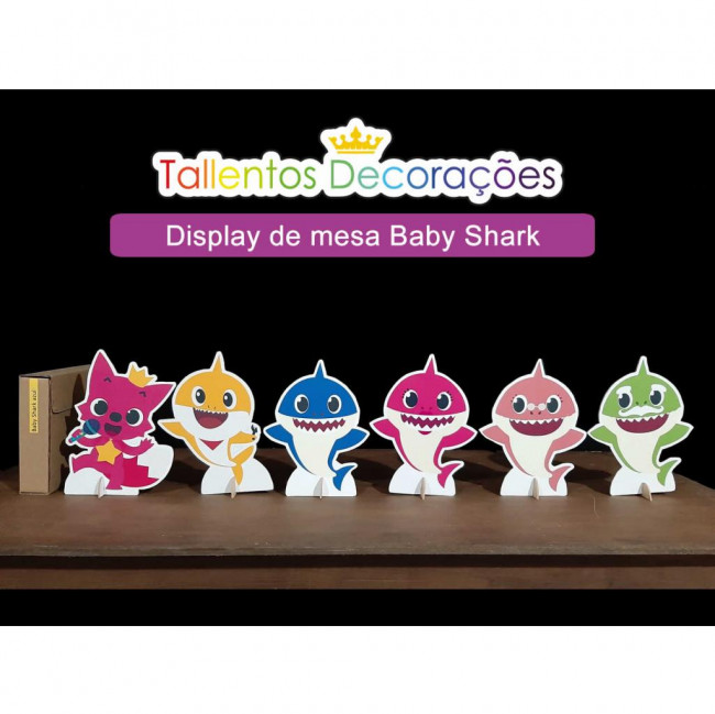 Display de mesa baby shark - 6 peças