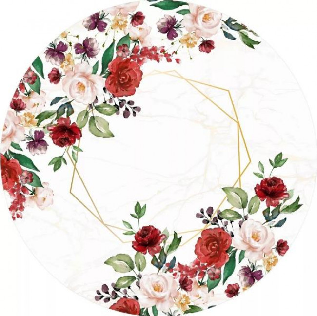 Tecido Painel flores redondo 1,5 x 2,16Alt